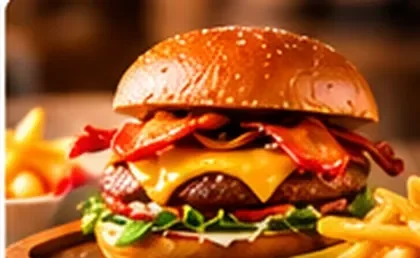 Hambúrguer artesanal com batatas fritas